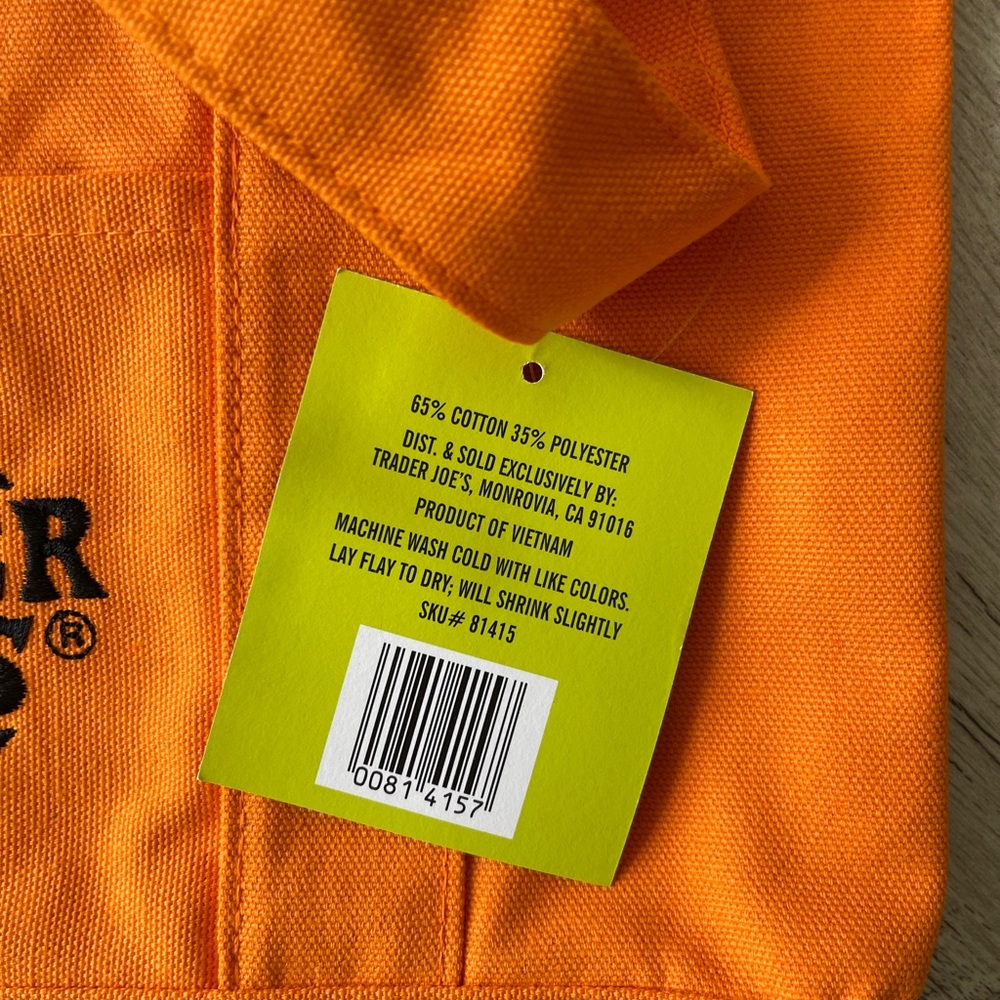 Trader Joe's Mini Tote Bag Orange - Picture 2 of 3